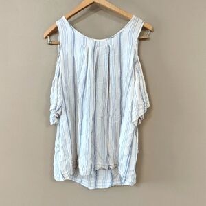 Cold shoulder max studio white striped top